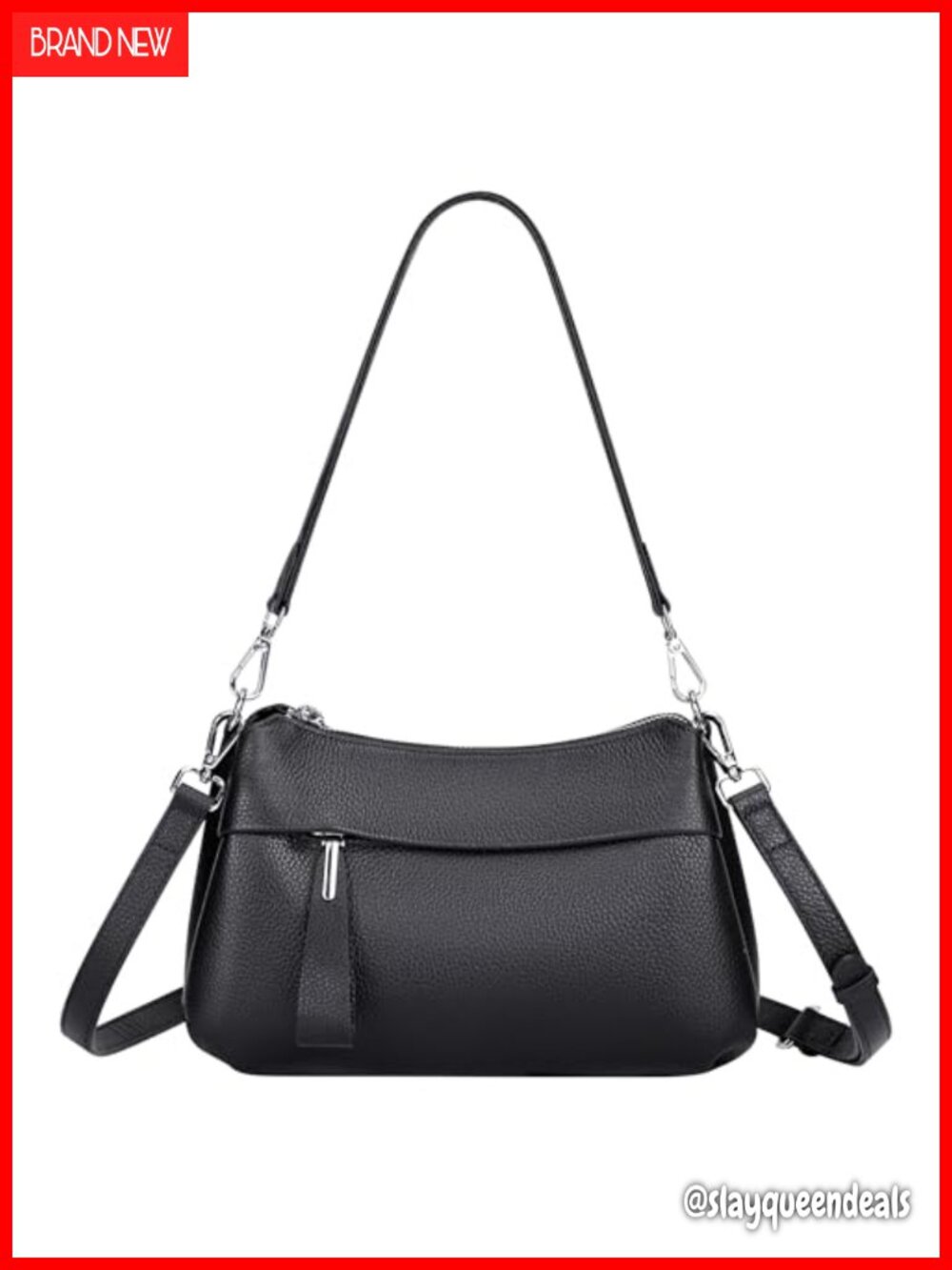 Genuine Leather Crossbody Bag for Women, Shoulder Purse, 9.84"